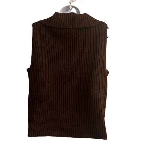 Designer Studio Original Brown Embroidered Vest with Floral Design, Medium - Picture 4 of 5